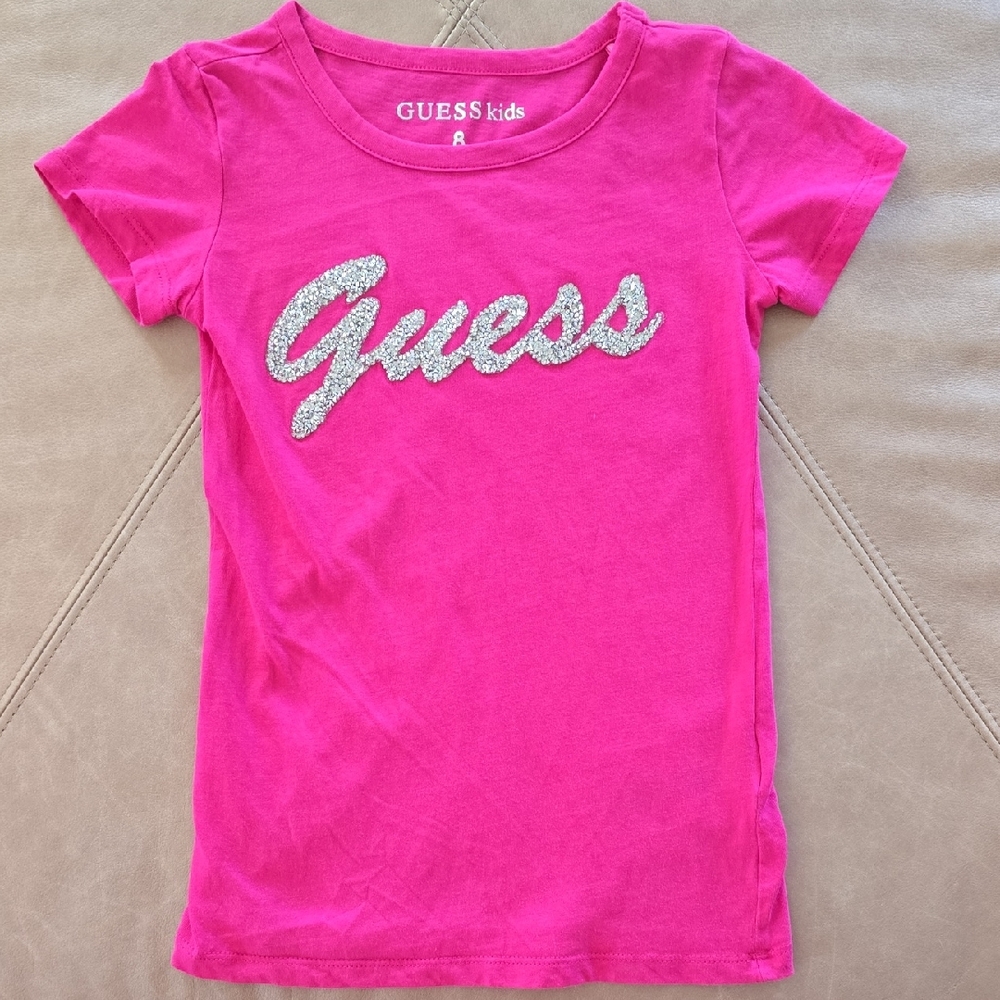 GUESS Kids Fuchsia Tee with Silver Logo